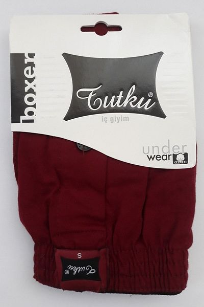 Tutku Ανδρικά χτενισμένα βαμβακερά κουμπιά Boxer Claret Red Color 10 Pack 100% βαμβάκι