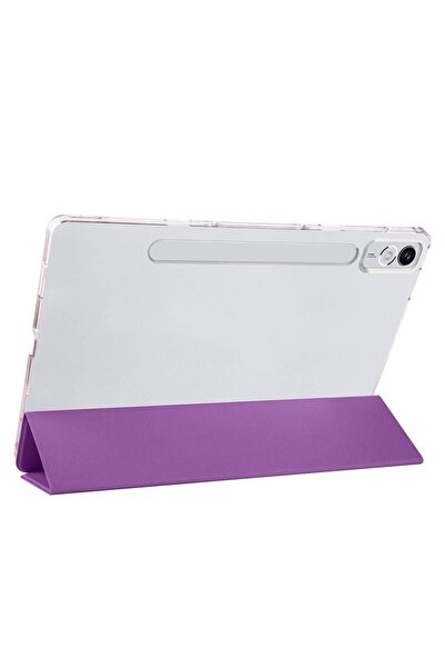 İncisoft حافظة متوافقة مع Lenovo Tab P12 مقاس 12.7 بوصة TB370FU مع غطاء ذكي شفاف من الخلف مع حجرة القلم وحامل