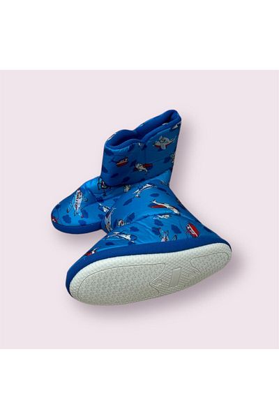 AkınalBella Boy's Blue Airplane Printed Slippers - Αντιολισθητική σόλα για το σπίτι