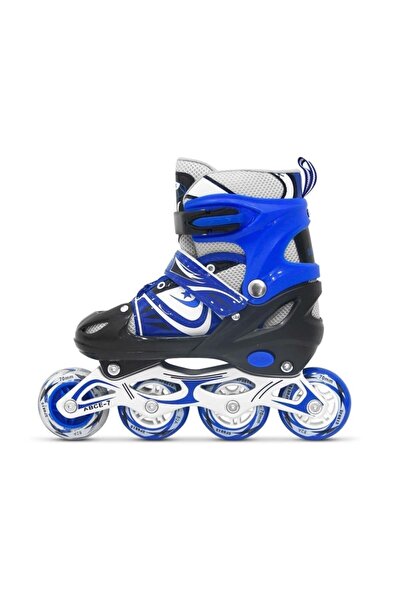 BY A.D.M Lighted Metal Body Roller Skate Silicone Wheel Blue Color Adjustable...