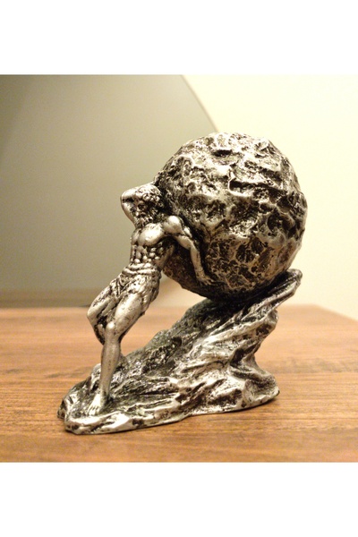 Antioch Art And Design Küçük Boy Zeus Cezalısı Kayayı Taşıyan Kral Sisyphus Biblo Tasarım Heykel Ev Dekor
