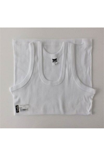 Tutku Tricou alb cu nervuri pentru băiat, pachet de 6