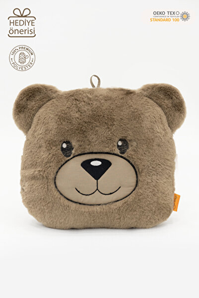 mordesign Peluş Ayı Yastık, Sevimli Ayı Nakışlı Kırlent, Peluş Ayı Oyuncak, Bebek Yastık, Morbear Serisi