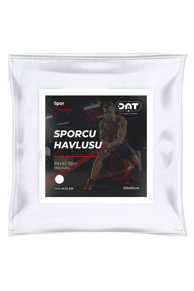 DAT35 White Athlete Sports Training Towel Gym Fitness Plates Boxing Tennis Sports Towel 100% Cotton 50 X 90 Cm