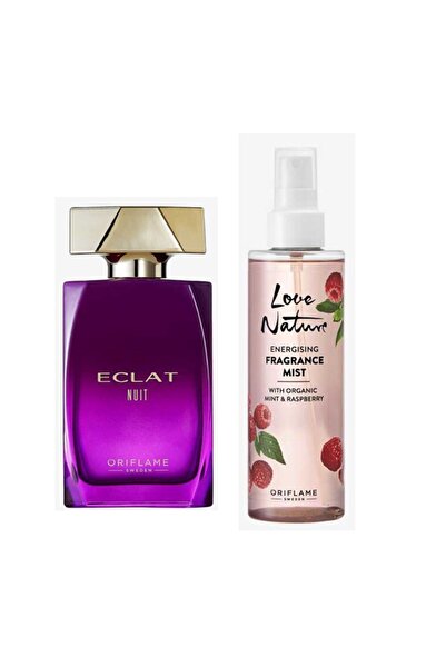 Oriflame Eclat Nuit EDP Kadın Parfümü ve Love Nature Organik Ahududu ve Naneli Enerji Verici Parfüm Misti