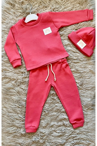 enes baby طقم مكون من 3 قطع مع قبعة علوية سفلية من الليكرا