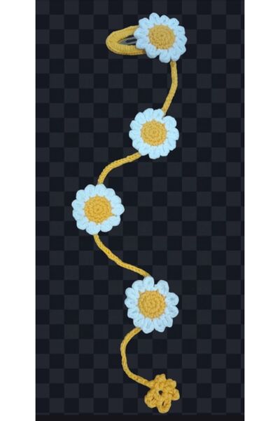 Handmade El örgüsü Papatya Salkım Çıt Çıt Toka 40 cm.