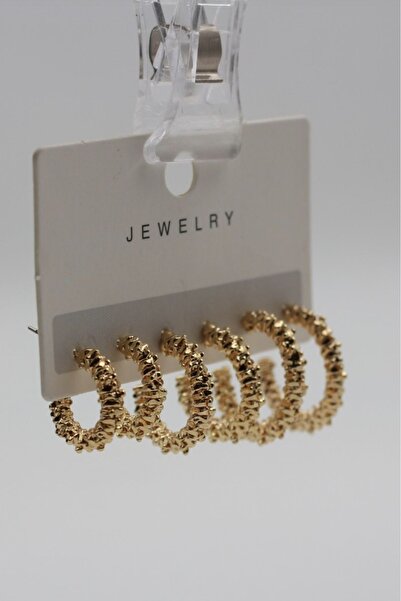 monalisatoka Kadın Hasır Gold 6'Lı Küpe Seti