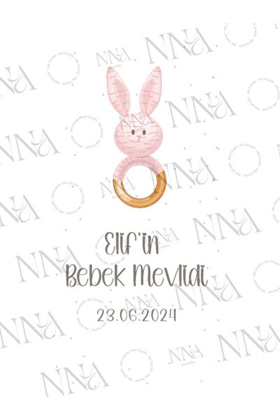 nna tasarım 50 Adet Tek Yön Kişiye Özel Isim Baskılı Mevlid Hediyeliği Kağıt Çanta/poşet 18x8x24 Cm (BT100-50)