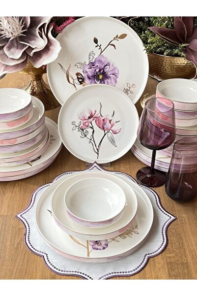 Sembol Modern Desenli Yemek Takımı 24 Parça 6 Kişilik