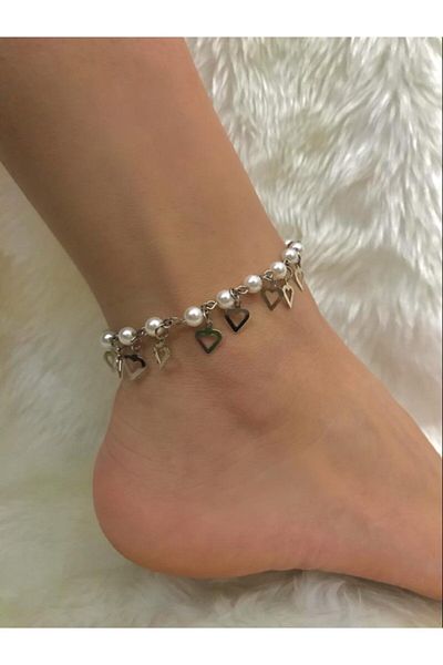 Beykan Women's White Silver Gray Anklet