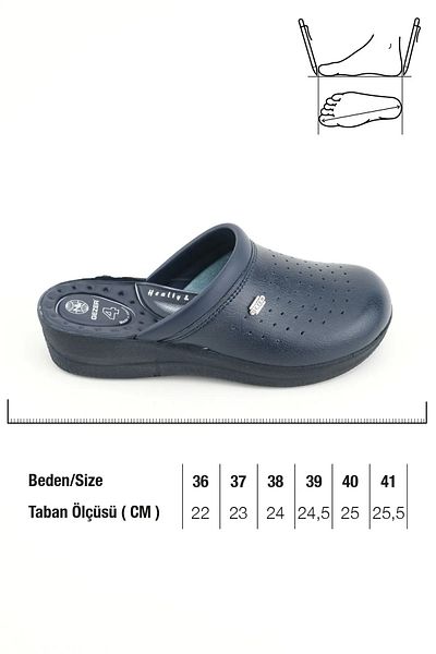 Mater Ayakkabı Gezer Sabo 4 Point Orthopedic Hospital - Ahçı Work Slippers Navy Blue