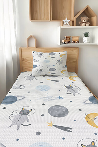Talia Home مجموعة بيكيه للأطفال على شكل قطة رائد فضاء بنمط الفضاء - TLAP-310