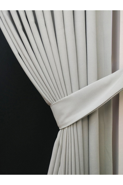 Evdepo Home Crown Light Gray Solid Color Background Curtain, Pleat-Free Flat Planting, Extra-Fore Drawstring, Single Wing