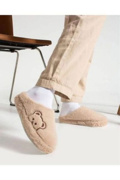 Behtah Kundura Plush Women's Home Slippers - With Dowry and Bundle Detail, Noiseless Thick Sole