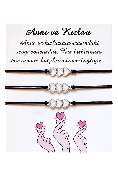 Sunligo Gift for Mother Mother and Daughter 3 Heart Love Bracelets