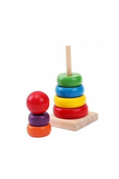 Wooden Toys Wooden Colorful Tower Educational Toy