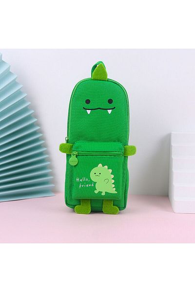 Petityu Green Dinosaur Cute Large Capacity Pencil Case in the Form of a Bag