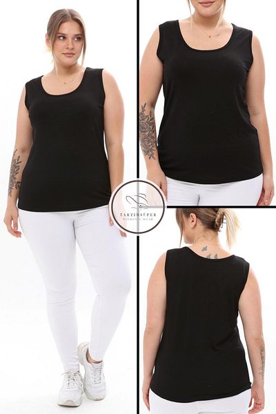 tarzımsüper Plus Size 4 Seasons Sports and Casual Combed Cotton Undershirt - Comfort Model with Thick Straps and Lycra