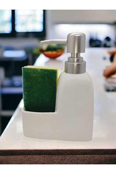 GÖNÜL COLLECTION Lüks Porselen Mat Beyaz Siyah Gri Süngerli Mutfak Sıvı Sabun...