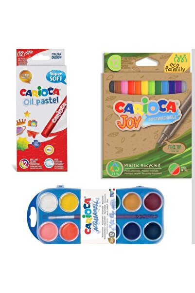 CARIOCA toxid içermeyen güvenilir okul seti 12'li keçeli kalem + 12'li pastel...