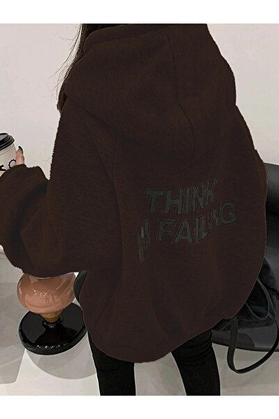 BOHEMGİYİM Γυναικεία φούτερ Bohemian Clothing Γκρι Oversize M'i με στάμπα