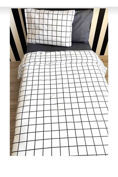 Kaan Single Checked Duvet Cover Set