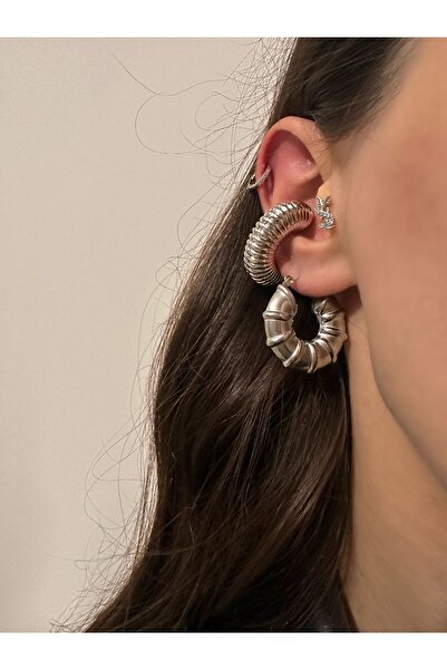 Okko Store Çelik Kalın Tırtıklı Vintage HalkaKüpe