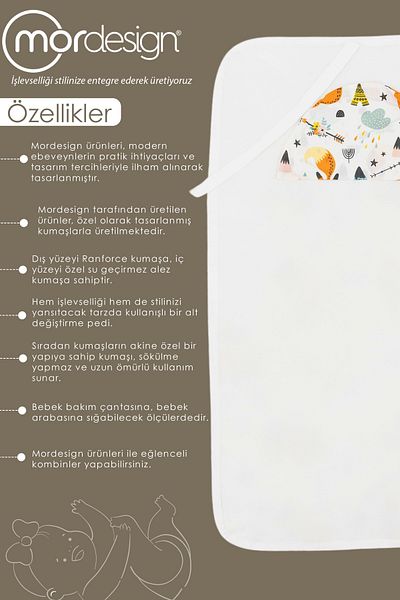 mordesign حقيبة أطفال محمولة - حفاضات، وسادة تغيير الحفاضات، غطاء العناية، سلسلة Care Fox
