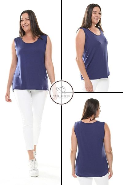 tarzımsüper Plus Size 4-Season Lycra Comfort Combed Cotton Undershirt Blouse - Thick Straps