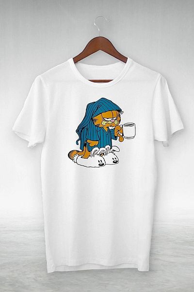 viptasarımtshirt Υπερμεγέθη λευκός υπνόσακος Garfield Illustration Drawing Tshirt