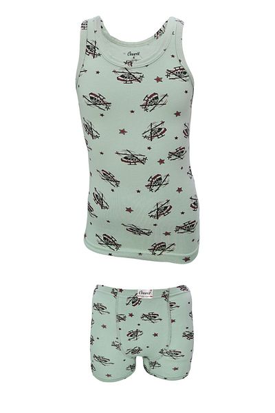 Onurel Boy's 5 Pack Mixed Color Airplane Printed Lycra Undershirt Boxer Set
