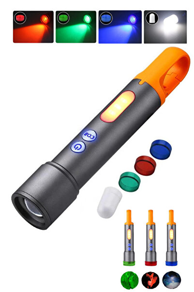 welcomein Şarjlı Ultra Parlak COB Led 9 Modlu 4 Renkli Askılı Çok Fonksiyonlu...