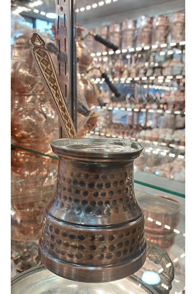 Bakır Center Bakır Cezve 7 Fincanlık Dövme El Işçilikli Büyük Boy Şık Tasarım...