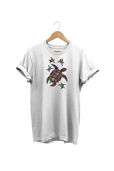 WİDİ Kornjača Štampano Bela T-shirt