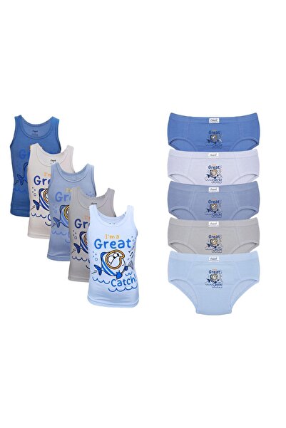 Onurel Σετ εσώρουχα 5 τεμαχίων Fish Printed Boys Lycra πολύχρωμα εσώρουχα