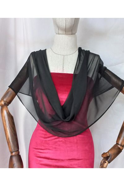 es moda shop Amy adolesc four-use lycra tulle shawl black
