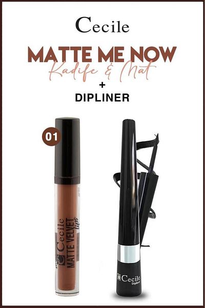 Cecile Matte Lipstick with Velvety All-Day Offer for Sharp Looks - 01 Dipliner Set