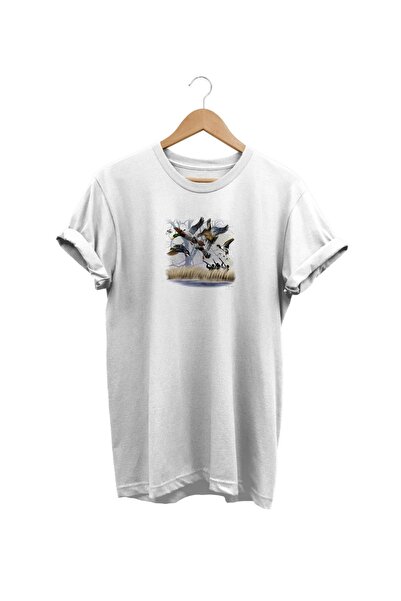 WİDİ Widi Divlja Patka Štampano Bela T-shirt