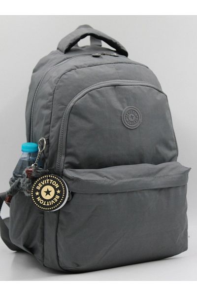 Bevitton Daily Crinkle Fabric Unisex School Backpack 2200 Gray