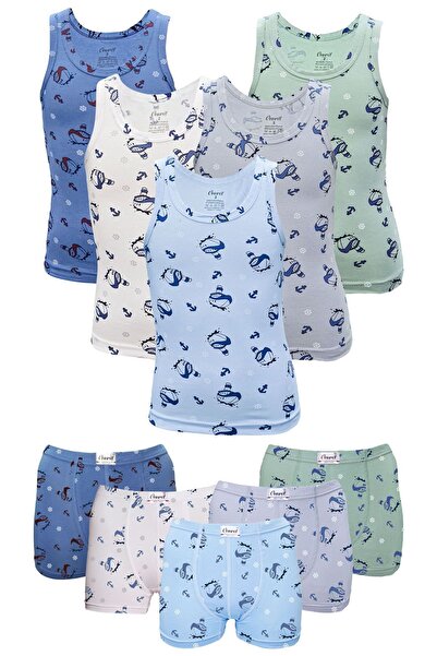 Onurel Set boxer pentru băieți, cu 5 culori mixte, cu imprimeu de navă din Lycra