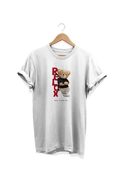 WİDİ Tricou alb cu imprimeu Relax
