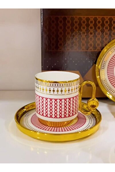 Kosova Evimsahane Faylin Bordo Türk Kahve Fincan Takımı