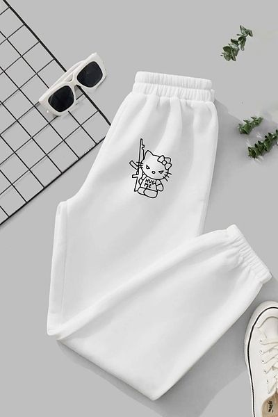 macklin Unisex Hello Kitty Hug Me με στάμπα ελαστική μέση και πόδι με θερμική επένδυση Jogger με 3 κλωστές