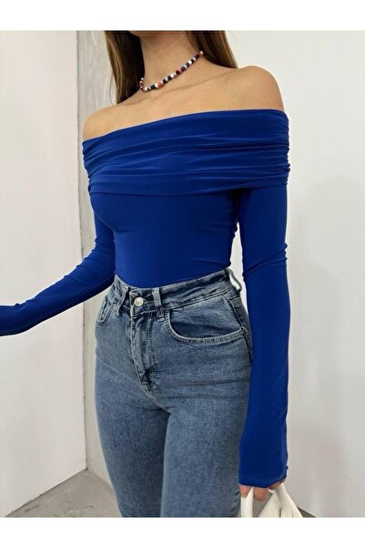 TRİKOM Γυναικεία μπλούζα με γιακά Madonna - Μακρυμάνικο