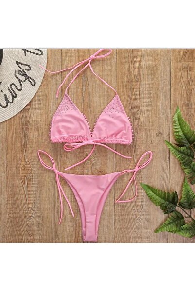 DESİGNEDBYD Kadın İnci Detaylı  Bikini Takımı Plaj Beachwear