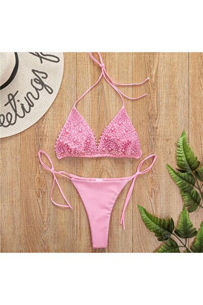 DESİGNEDBYD Kadın İnci Detaylı  Bikini Takımı Plaj Beachwear
