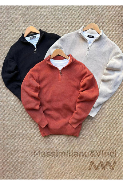 Massimiliano&Vinci طقم سترة تريكو بنصف سحاب مكون من 3 قطع