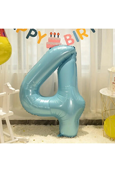 SURPRISE PARTY STORE 4 Rakam Balon Mavi Renk Folyo Balon 76 cm 34 inç Helyum ...