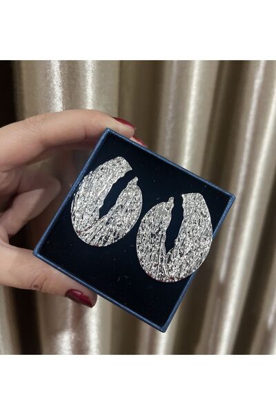 DESİGNEDBYD Kadın Metal Dokulu Küpe